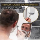 Fogless Shower Mirror Chrome Frame For Shaving Wall Mount Swivel Razor Holder