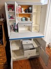 Vintage Hoosier Cabinet  Grey  Good Contion