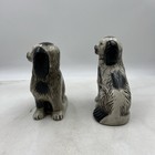 Vtg Staffordshire Spaniel Dogs Bookends Ceramic Pair Black White