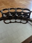 Vintage Gold 4 Lipstick Holder Oval Vanity Tray Mirror Ornate Flowers Retro Glam