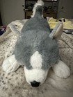 Fao Schwarz Plush Wolf Husky Dog Gray White Laying Down 14     Animal Euc