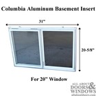 Columbia C-310-20 Aluminum Basement Window Insert 31 x20-5 8  Dual Pane White