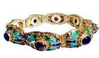 Vtg Butterfly Chinese Export Sterling Silver Bracelet Amethyst  Enamel 7 25 Nice