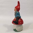 Vintage Heissner West Germany Gnome On Mushroom Ceramic Piggy Bank 526