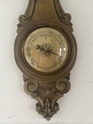 Vintage French  Wood Barometer   Thermometer