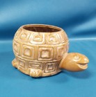 Vintage 1970 s Mccoy Smiling Yellow beige Turtle Planter  740 Mcm Pottery 9 x5 