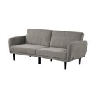 Arz Fold Out Futon Sofa Bed- Light Gray- Retro Channel Tufted Back