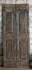 Antique Floral Carved Blue French Double Doors Hinged Or Sliding Door Pair 80x34