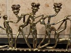 Vintage Menorah Israel Brutalist Brass Chanukah Hanukkah Dancers Judaica