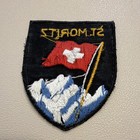 Vintage St Moritz Switzerland Ski Patch Embroidered Shield Souvenir Swiss Alps