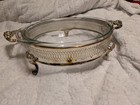 Vintage Silver Plate Round Casserole Serving Tray 3 Footed 