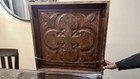 Vintage Style Gothic Wood Framed Embossed Metal Panel Quatrefoil Wall Art
