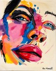 Original Female Face Art 14x11 Canvas Bold Color Abstract Expressionist Painting