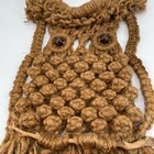 Vintage Macrame 27 X 14    Owl Wall Hanging Wood Perch Fluffy 70s Boho Hippy