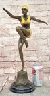 Signed Preiss Dancer Ballerina Genuine Bronze Sculpture Statue Art Deco Figurine