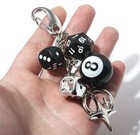 Black Silver Dice   8-ball Charm Key Chain Clip  Metal plastic  Unisex