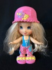 Fisher Price Snap N Style Doll Blonde W Braids Friend Shorts  Shoes   Hat