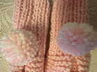 New Amish Handmade Knit Booties Slippers Baby Pink Childrens Kids 6 1 2  Long