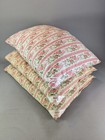 Vintage Harris Bluprint Feather Down Pillow 3 Pink Flower Stripe Ticking Lot