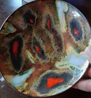 Vtg Mcm Green Orange Gold Enamel On Copper Dish  Artist Signed Hedi Riemer