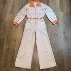 Vtg 60s 70s Jumpsuit Bell Bottom One Piece Leisure Jump Suit Disco Womens Large