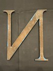 Vintage Metal Letter N Sign 8    Blue Industrial Salvage Wall Decor Heavy
