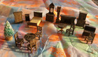 Lot Of 17-piece Vintage Plastic Tiny Micro Miniature Dollhouse Furniture