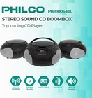 Philco Portable Cd Player Boombox With Speakers  Radio  Cd  3 5mm Aux  Led