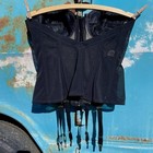 Vintage Lady Marlene Black Bustier Corset W  Garter Clip Boned 40c Lace Satin