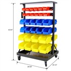 6-tier Rolling Bin Rack  350lb Capacity  60 Bins   Tray   Casters