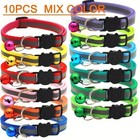 New 10 Pack Cat Collars With Bell Breakaway Reflective Safety Adjustable Kitten