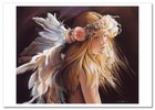 Fine Art Postcard Angel Girl With Floral Crown   Wings  Contemporary Modern