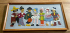 Vintage 1969 Handmade Felt Applique Picture - Children In National Costumes  Mcm