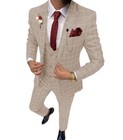 Mens 3pcs Plaid Suits Groom Bestman Wedding Party Tuxedos Suit Blazer vest pants