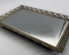 Vintage Vanity Dresser Mirror Tray Golden Filigree 16  X 11  