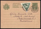 Latvia 1932 Postal Card  Riga To Germany  Upu Format  Added Stamp