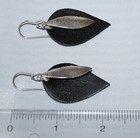 Silpada Sterling Silver Black Leather Layered Leaf Earrings W3274 - New In Box