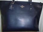 New Coach Midnight Blue Crossgrain Leather City Top Zip Tote Shoulder Bag F36875