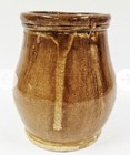 110 - Rare 1877 Leetonia Pottery Ohio Yellow Glaze Stoneware Jar Dated Inscribed