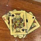 Vintage Wooden Poker Chip Set With Storage Box  Playing Card Motif