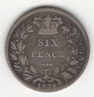 1834 Great Britain George Iiii Silver 6 Pence