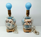 Vintage Seashell Filled Glass Table Lamps With Bulbs Set Of 2  read 