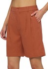 Womens Linen Shorts High Waisted Pleated Wide Leg Summer Casual Shorts Pockets
