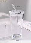 16 Oz Glass Coffee Cup With Straw - Reusable   Perfect For Home  Office