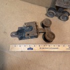 2 Antique Vintage Metal Barn Door Rollers Hangers Pair Set