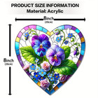 Vintage Stained Glass Look Heart Flower Suncatcher Gift Indoor Outdoor Decor
