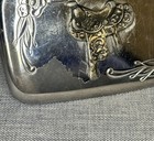 Vintage 1980 s Etched With Brass Saddle Silver Tone Belt Buckle Unisex Western