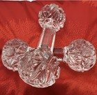 Vintage Set Of Crystal Cut Faceted Glass Barbell Shaped Knife Rests 4 1 4   