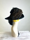 Antique Black Felted Beaver Fur Hat With Ostrich Feather And Hidden Pocket