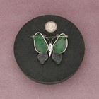 Chinese Export Sterling Silver Vintage Green Jade   Blue Enamel Butterfly Brooch